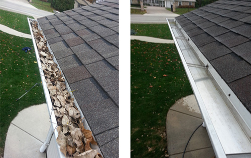 Rain Gutter Cleaning Before and After